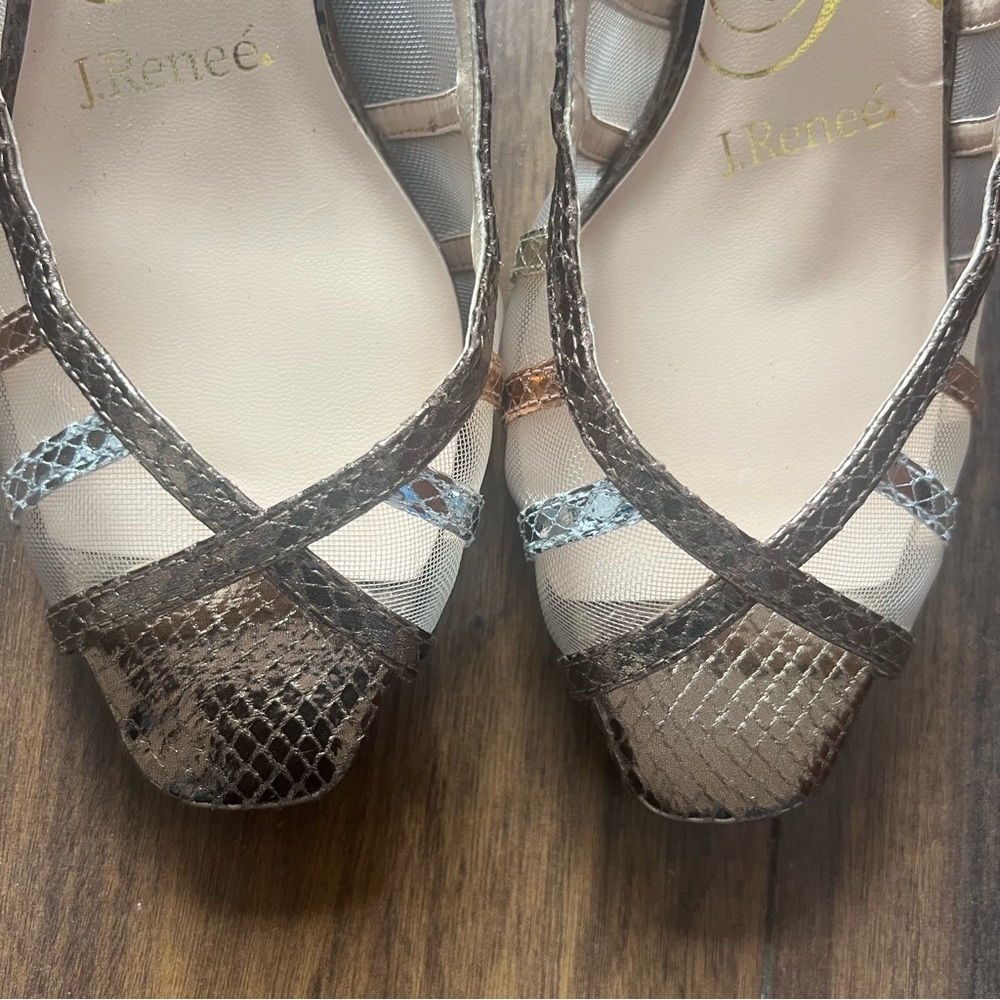 J. Renee Mesh & Snakeskin Slingback Heels – Size 7M – Like New - Picture 8 of 11